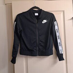 Nike youth girls Full Zip cropped track jacket with logo tape down long sleeve